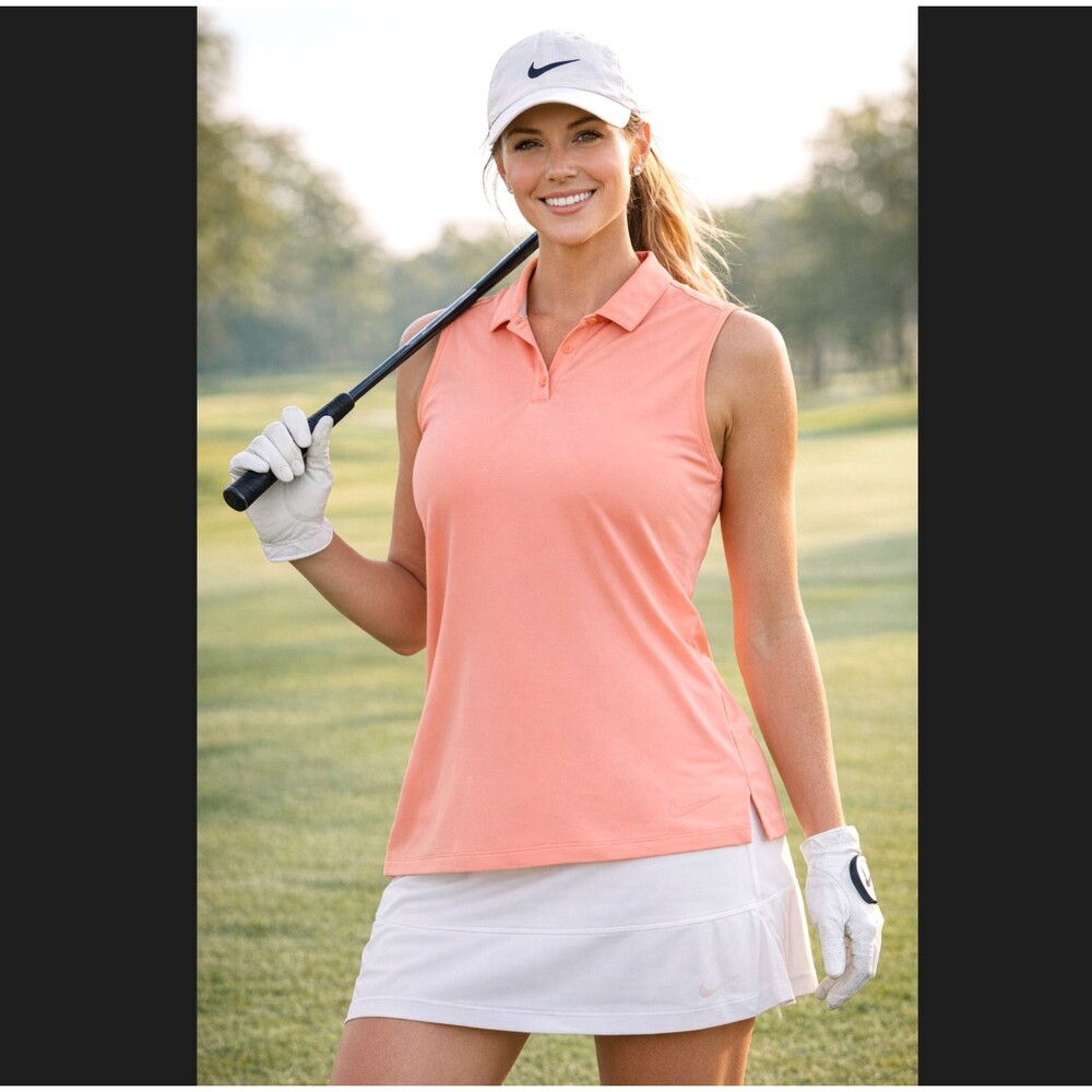 Nike Golf Dri Fit Polo Sleeveless XL Sunset Pulse Athletic Top Tank Tennis NWT